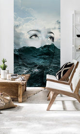 Moderan slika na platnu s motivom Zoya VERDI + ljepilo Besplatno, okean, nebo, oblaci, talasi u bijelo-plavih nijansama, sanjiva atmosfera, pogodan za kancelarije – glavna