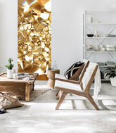 Geometrijski slika na platnu s motivom + ljepilo Besplatno, priroda u bijelo-plavih nijansama okačena u enterijeru radne sobe, luksuzan utisak | Foto tapeta za zid + ljepilo Besplatno – enterijer