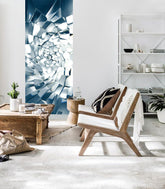 Moderan slika na platnu s motivom + ljepilo Besplatno, geometrijski uzorci, priroda u bijelo-plavih nijansama okačena u enterijeru radne sobe, priroda – enterijer