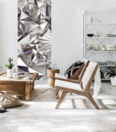 Geometrijski slika na platnu s motivom + ljepilo Besplatno, priroda u bijelo-plavih nijansama okačena u enterijeru radne sobe, sofisticirana atmosfera – enterijer