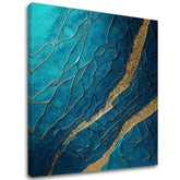 Pop art slika na platnu s motivom Infinite Layers of Abstraction u tirkizno-zlatnih nijansama, elegantna atmosfera, luksuzan utisak i priroda – glavna