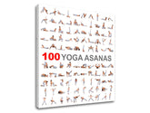 Moderan slika na platnu s motivom 100 Yoga asanas, motivacioni citat u bijelo-sivih nijansama, unutarnji mir | Motivacioni slika za zid 100 Yoga asanas – proizvod