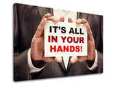 Art deko slika na platnu s motivom Its all in your hands, motivacioni citat u bijelo-crvenih nijansama, pogodan za kancelarije | Motivacioni slika za zid Its all in your hands_001 – proizvod
