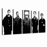 Ručno oslikana POP Art slika LINKIN PARK LP od 5 dijelova – 3D vizualizacija ručno oslikanog platna na bijeloj pozadini. Dominantne boje: crna, bijela, siva.