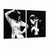 Ručno oslikana POP Art slika Pulp Fiction 2 komada pulp3 – 3D vizualizacija ručno oslikanog platna na bijeloj pozadini. Dominantne boje: crna, bijela, siva.