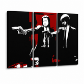 Ručno oslikana POP Art slika Pulp Fiction 3 dijela pulp5 – 3D vizualizacija ručno oslikanog platna na bijeloj pozadini. Dominantne boje: crna, crvena, bijela.