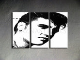 Ručno slikan slika na platnu s motivom ELVIS u crno-bijelih nijansama, odvažna atmosfera, rock and roll i muzička istorija | Ručno slikan POP Art slika ELVIS – proizvod