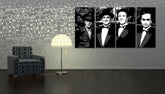Pop art slika na platnu s motivom Corleone Family u bijelo-sivih nijansama okačena u enterijeru dnevnog boravka, muzička istorija i ikonografija | Ručno slikan POP Art slika Corleone Family – enterijer