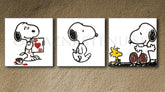 Ručno slikan slika na platnu s motivom SNOOPY, srce u bijelo-crnih nijansama, razigrana atmosfera, ljubav i nostalgija | Ručno slikan POP Art slika SNOOPY – proizvod