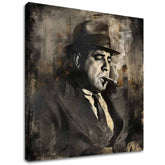 Moderan slika na platnu s motivom Al Capone - Dym i moc u crno-bijelih nijansama | Slika Al Capone - Dym i moc, zidna dekoracija – glavna