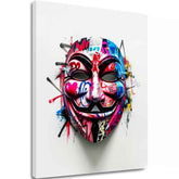 Moderan slika na platnu s motivom Anonymous Mask u bijelo-crnih nijansama, energična atmosfera | Slika Anonymous Mask – glavna