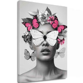 Moderan slika na platnu s motivom Butterfly Vision, leptiri, cvijeće u bijelo-crnih nijansama, eterična atmosfera, ljepota i snovi | Slika Butterfly Vision – glavna