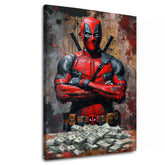 Moderan slika na platnu s motivom Deadpool: Peniaze i chaos u crnih nijansama | Slika Deadpool: Peniaze i chaos, zidna dekoracija – glavna