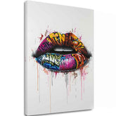 Moderan slika na platnu s motivom Graffiti Lips, grafiti u bijelo-ružičastih nijansama, energična atmosfera | Slika Graffiti Lips – glavna