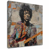 Moderan slika na platnu s motivom Jimi Hendrix - Gitarová poézia u plavih nijansama, muzička istorija | Slika Jimi Hendrix - Gitarová poézia – glavna
