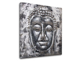 Industrijski slika na platnu s motivom BUDHA, Buddha u bijelo-sivih nijansama, mirna atmosfera, vnútorný mier, pogodan za spavaće sobe | Slika na platnu BUDHA – proizvod