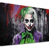 Moderan slika na platnu s motivom Joker Poker Face u bijelo-ljubičastih nijansama, pop kultura, pogodan za dnevnog boravka | Slika na platnu - Joker Poker Face – glavna
