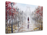 Vintage slika na platnu s motivom PARIZ, Ajfelov toranj, drveće, priroda u bijelo-bežih nijansama, romantična atmosfera, ljubav i romantika – proizvod