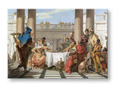 Moderan slika na platnu s motivom Giambattista Tiepolo - Kleopatrina hostina, pas u bijelo-bežih nijansama, svečana atmosfera | Slika na platnu Giambattista Tiepolo - Kleopatrina hos..., pogled 2