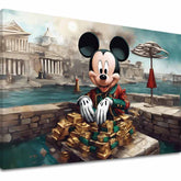 Klasičan slika na platnu s motivom Bohatý Mickey Mouse, dječji motiv, priroda u plavo-zelenih nijansama, pogodan za dnevnog boravka | Slika na platnu - Bohatý Mickey Mouse – glavna