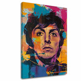 Ručno slikan slika na platnu s motivom Paul McCartney - Beatlesovský génius u žuto-ljubičastih nijansama, energična atmosfera | Slika Paul McCartney - Beatlesovský génius – glavna