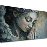 slika anđela na platnu – 3D vizualizacija canvasa sa vidljivim drvenim okvirom, Papilora Premium Art.