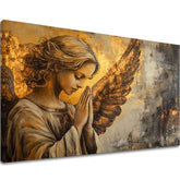 slika anđela na platnu – 3D vizualizacija canvasa sa vidljivim drvenim okvirom, Papilora Premium Art.
