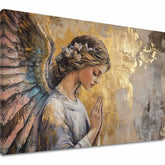 slika anđela na platnu – 3D vizualizacija canvasa sa vidljivim drvenim okvirom, Papilora Premium Art.