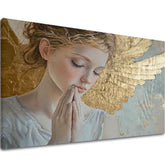 slika anđela na platnu – 3D vizualizacija canvasa sa vidljivim drvenim okvirom, Papilora Premium Art.