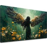 slika anđela na platnu – 3D vizualizacija canvasa sa vidljivim drvenim okvirom, Papilora Premium Art.