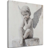 slika anđela na platnu – 3D vizualizacija canvasa sa vidljivim drvenim okvirom, Papilora Premium Art.