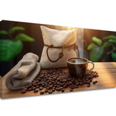 Rustikalan slika na platnu s motivom Čas na Ticho, šolja kafe, mapa u bež-smeđih nijansama, ugodna atmosfera, pogodan za kuhinje | Kafa slike za kuhinje Čas na Ticho – glavna