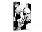 Moderan slika na platnu s motivom GODFATHER u crno-bijelih nijansama, dramatična atmosfera, porodica i snaga i moć | POP Art slika GODFATHER – proizvod
