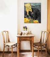 Vintage slika na platnu s motivom Vincent van Gogh - Portrét dr. Gacheta, cvijeće, priroda u plavo-zelenih nijansama, kontemplativna atmosfera, pogodan za radne sobe – glavna