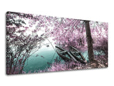 Klasičan slika na platnu s motivom PANORAMA DRVEĆE, drveće, mapa, priroda u ružičasto-zelenih nijansama, mirna atmosfera, priroda i samoća, pogodan za spavaće sobe – glavna