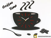 Moderan slika na platnu s motivom Red Satin Cup, šolja kafe u bijelo-zlatnih nijansama, razigrana atmosfera, pogodan za kuhinje | Moderan zidni sat Red Satin Cup – glavna