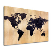 Sa zlatnim tiskom slika na platnu s motivom World in Gold, mapa svijeta, putnički motiv, mapa, priroda u zlatno-crnih nijansama, pogodan za kancelarije – glavna
