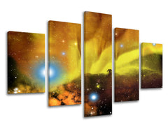 Klasičan slika na platnu s motivom zvijezde, galaksija, silueta, mapa, svemir u crno-žutih nijansama, eterična atmosfera, tajna i priroda – glavna