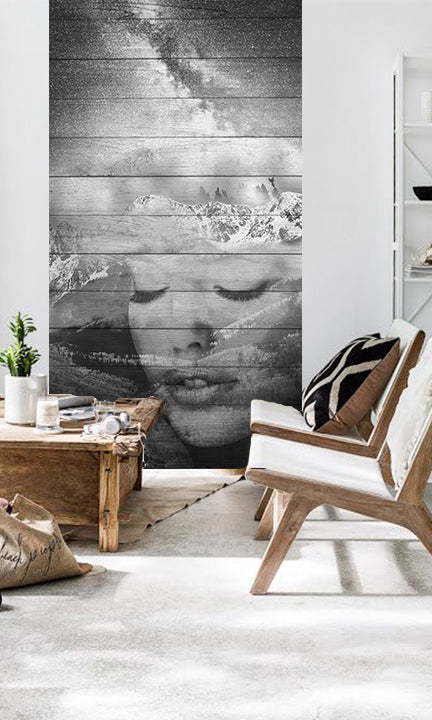 Moderan slika na platnu s motivom Zoya VERDI + ljepilo Besplatno, planine u bijelo-plavih nijansama, mirna atmosfera, priroda i vnútorný mier, pogodan za kancelarije – glavna