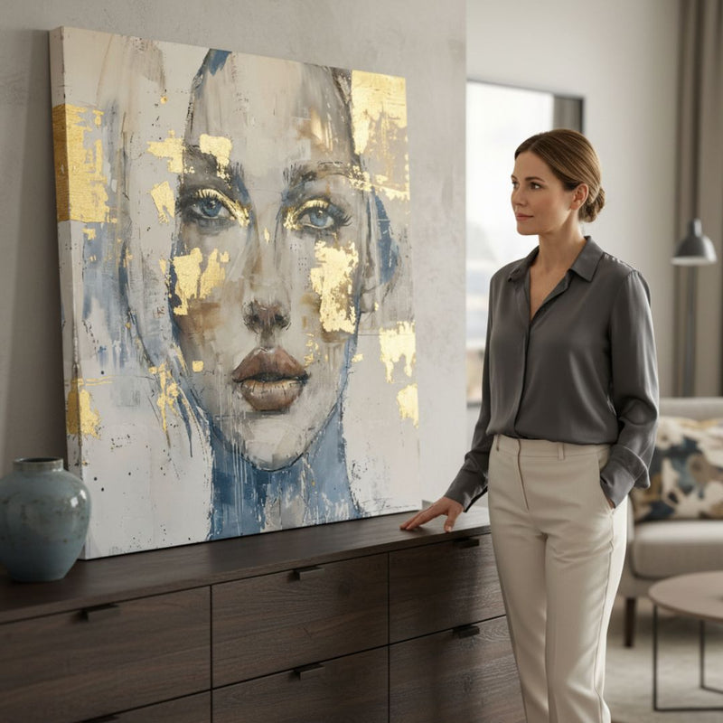 Elegantna slika žene na platnu za hodnik Papilora