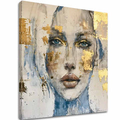 Art deko slika na platnu s motivom žena, lice, ljudi u bijelo-bežih nijansama, eterična atmosfera, elegancija, pogodan za dnevnog boravka | Elegantan slika žene Prenikavý pogled – glavna