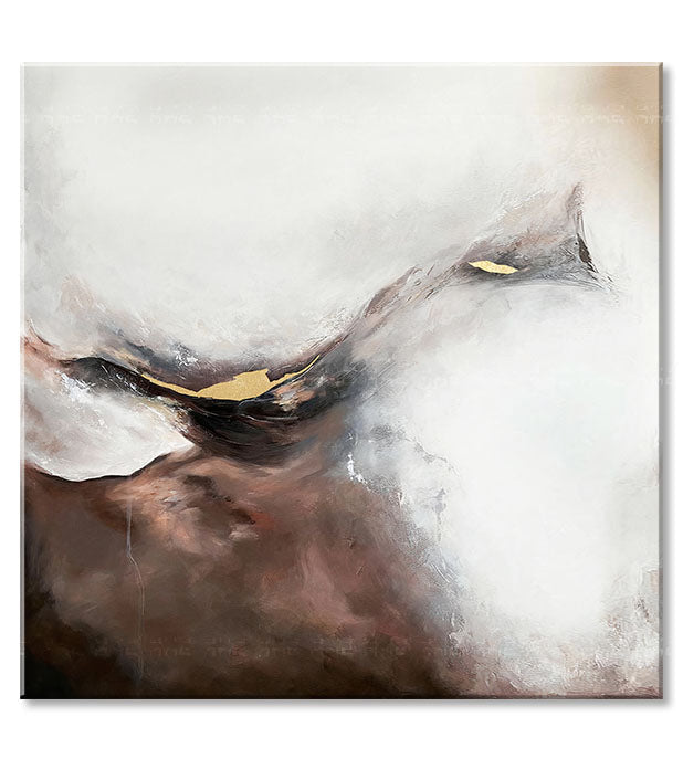 Ručno slikan slika na platnu s motivom PREMIUM ART – Abstrakt Zahmlený štít, pejzaž u bijelo-bežih nijansama, mirna atmosfera, pogodan za dnevnog boravka – proizvod, pogled 2