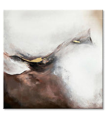 Ručno slikan slika na platnu s motivom PREMIUM ART – Abstrakt Zahmlený štít, pejzaž u bijelo-bežih nijansama, mirna atmosfera, pogodan za dnevnog boravka – proizvod, pogled 2