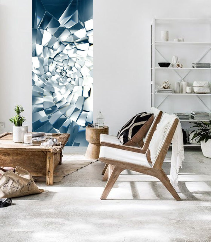 Moderan slika s motivom + ljepilo Besplatno, geometrijski uzorci, priroda u bijelo-plavih nijansama | Foto tapeta za zid + ljepilo Besplatno, priroda – pregled