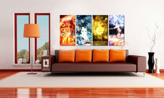 Mixed media slika s motivom Four Elements — Tom Loris u ljubičasto-plavih nijansama | Slika na platnu Four Elements — Tom Loris, priroda i duhovnost – pregled