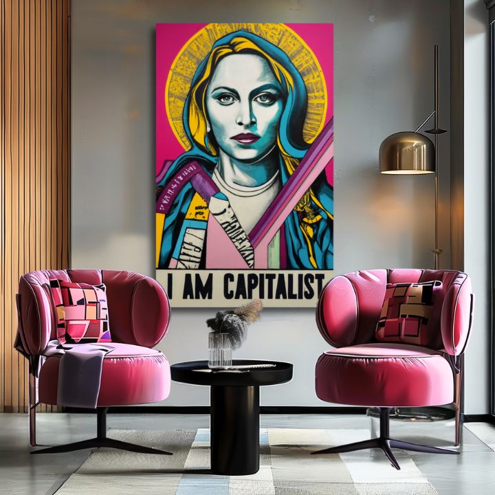 Moderan slika na platnu s motivom žena u zlatno-crnih nijansama, pop kultura | Madonna slika na platnu - Popová revolúcia – proizvod, pogled 2