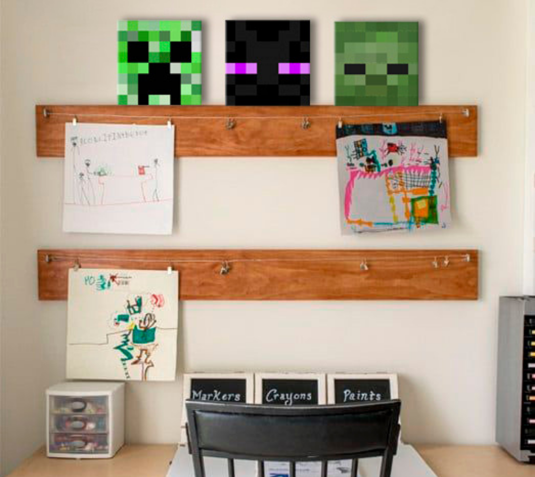 Moderan slika na platnu u zeleno-crnih nijansama, razigrana atmosfera, avantura | Minecraft slika - Najlepšie postavičky na platnu - Creeper, Enderman, Zombie – proizvod, pogled 2