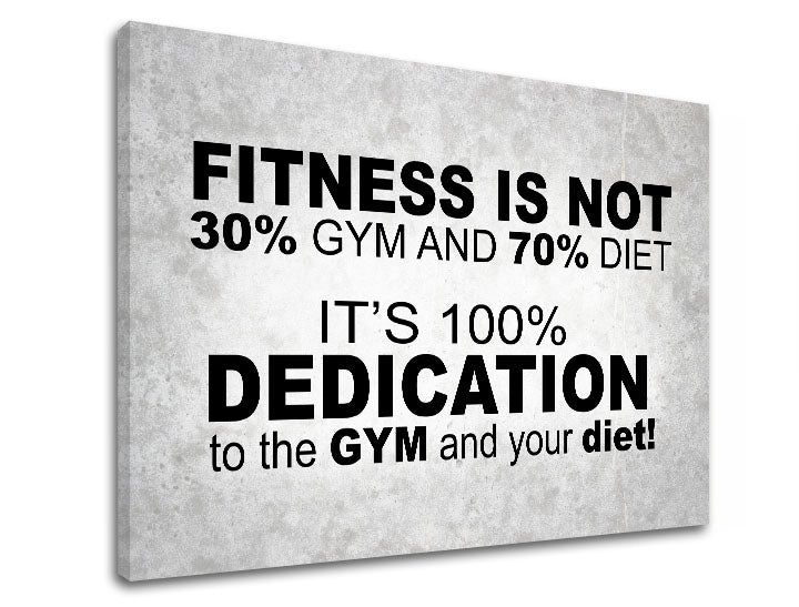 Moderan slika na platnu s motivom Fitness is not, motivacioni citat, priroda u bijelo-sivih nijansama, pogodan za radne sobe | Motivacioni slika za zid Fitness is not – proizvod