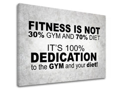 Moderan slika na platnu s motivom Fitness is not, motivacioni citat, priroda u bijelo-sivih nijansama, pogodan za radne sobe | Motivacioni slika za zid Fitness is not – proizvod