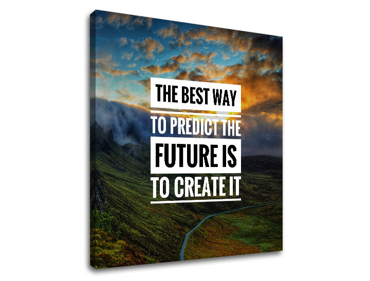 Pop art slika na platnu s motivom The best way, planine, zalazak sunca, motivacioni citat u bijelo-crnih nijansama, priroda i vrijeme | Motivacioni slika za zid The best way – proizvod